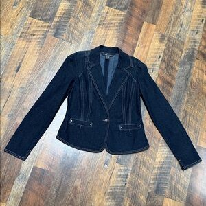 Baccini Dark Blue Women's Blazer with White Stitching